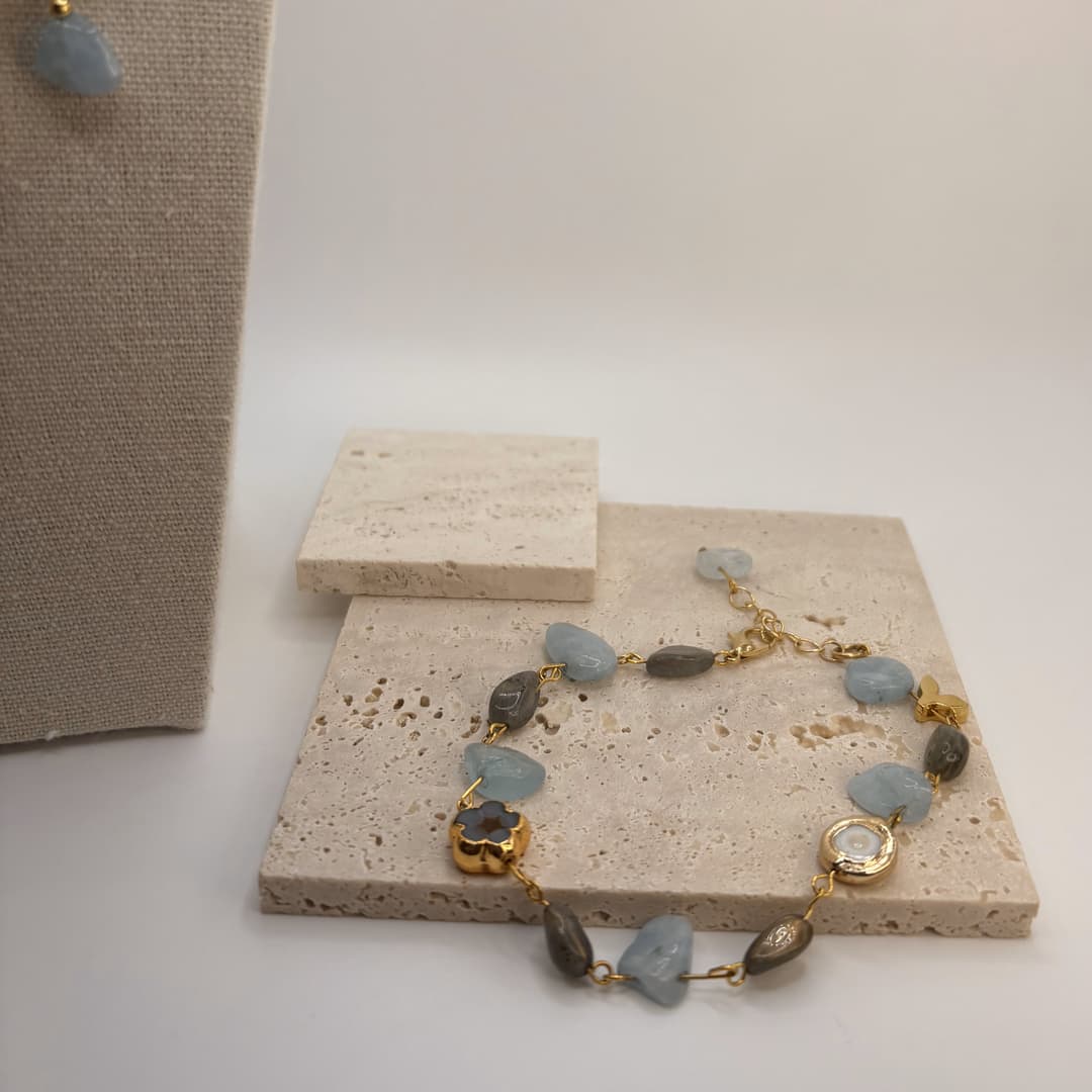 Sunset Stones – Aquamarine Anklet